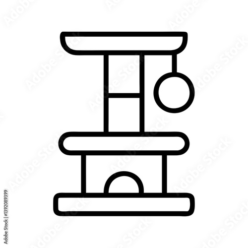 Cat tree condo furniture scratching post activity center for indoor cats and kittens outline vector icon