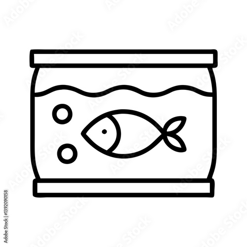 Fish tank outline vector design with bubbles pet aquarium tropical fishbowl graphic illustration icon simple style