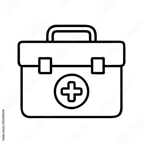 First aid kit vector outline icon medical emergency box healthcare equipment symbol safety case illustration