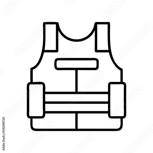 Outline style bulletproof vest icon tactical gear body armor protection police swat military security guard 
