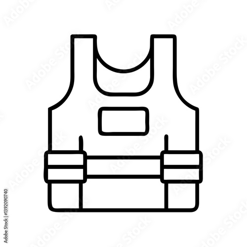 Tactical vest bulletproof icon vector, military safety body armor outline, protection gear for security  
