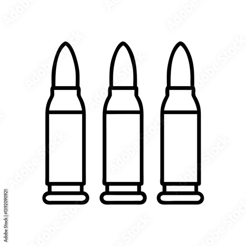 Three bullets ammunition vector illustration for gun firearm shooting range and military purposes design