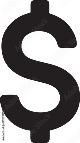 Abstract Silhouette of a Dollar Sign - Minimalist Finance Symbol in Bold Black
