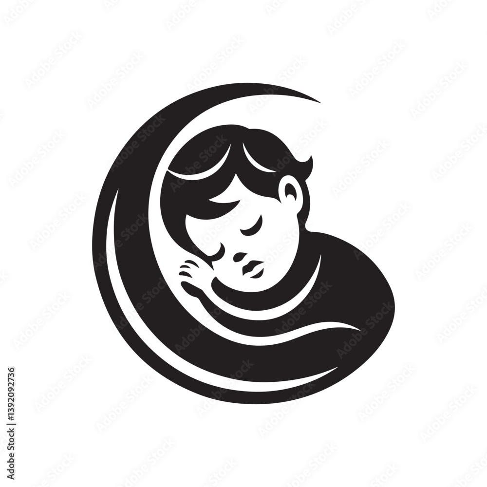 baby sleeping vector silhouette clipart logo illustration baby sleeping vector silhouette clipart logo illustration
