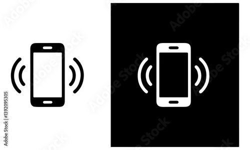 Vibrating Smartphone Icon – Flat Vector Mobile Alert Symbol (Outline & Solid)