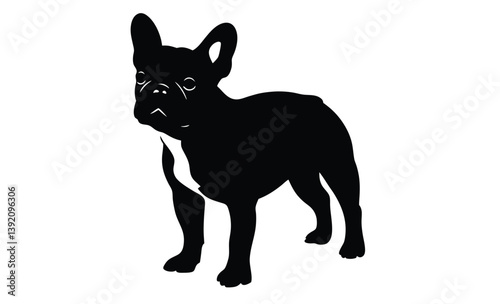 French bulldog pet dog pose silhouette, French bulldog vector silhouette 