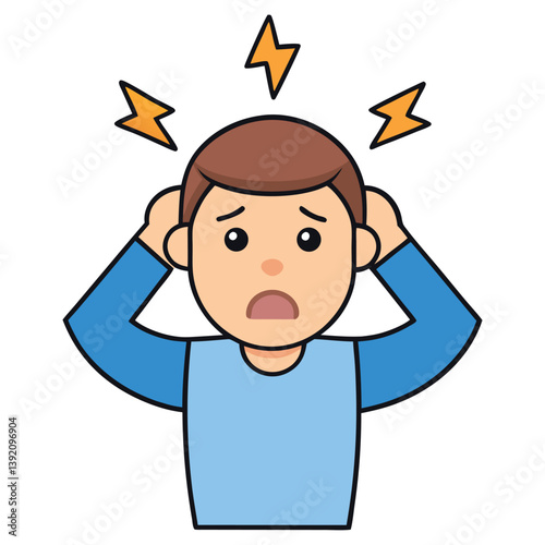 Cartoon Man with Headache Illustration