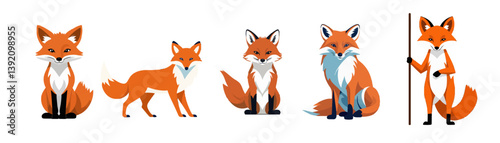 set of fox animal illustration
