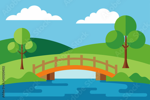 vector illustration of a rural landscape with trees