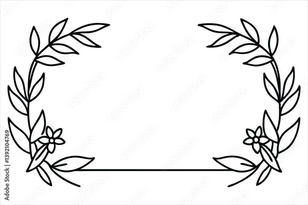 Naklejka premium Floral Frame with Pink Lily and Leaf Ornament in Vintage Spring Design