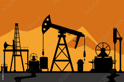 silhouette of oil pump