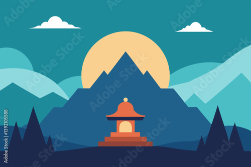 vector illustration of a buddhist temple