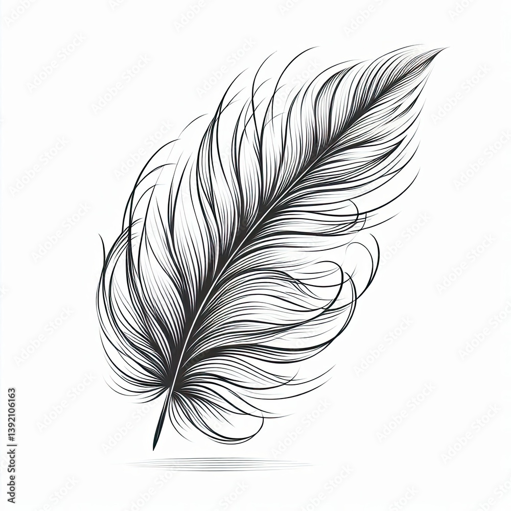 Obraz premium Black Feather Outline with Soft Texture