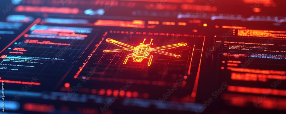 Obraz premium Drone technology showcase digital landscape infographic futuristic aerial view innovative concepts