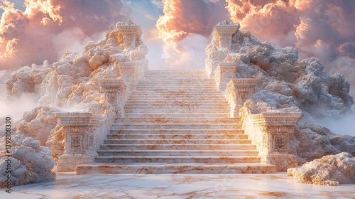 Celestial Stairway to Heaven: A Dreamlike Ascent to the Divine Realm
