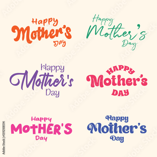 Happy Mother's Day Typography Set – Colorful Lettering Collection