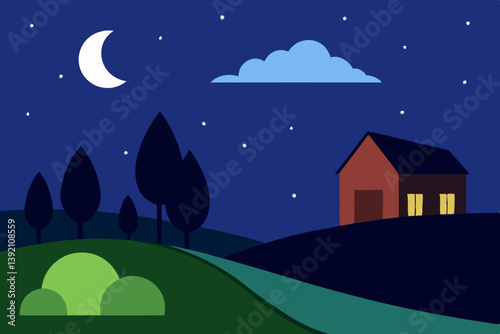 night landscape with moon