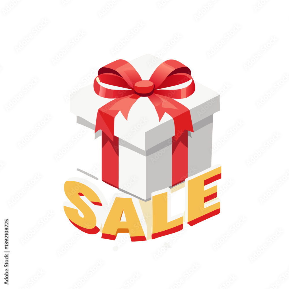 Obraz premium Realistic gift box with red bow and sale text