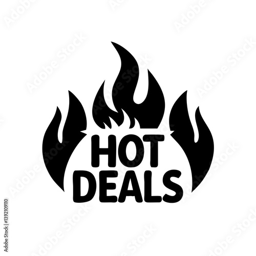 Black hot deals flame icon in silhouette style