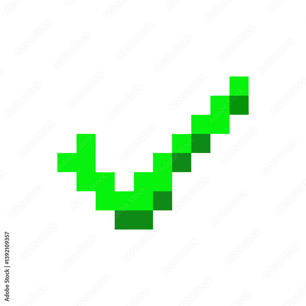 Pixelated green checkmark on white background Pixelated green checkmark on white background