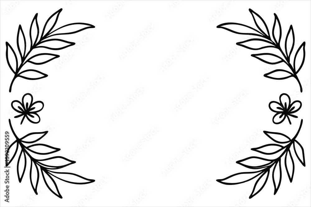 Fototapeta premium Floral Frame with Pink Lily and Leaf Ornament in Vintage Spring Design