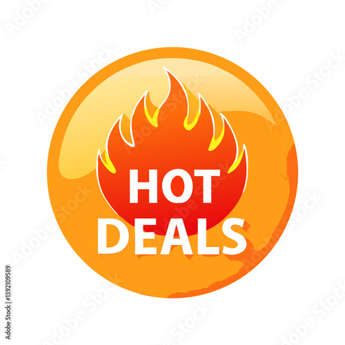 Round flame button with hot deals label
