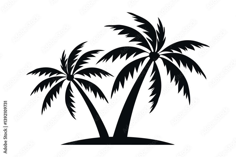 Fototapeta premium Palm Tree Silhouette, Palm Tree Icon, Graphic Vector