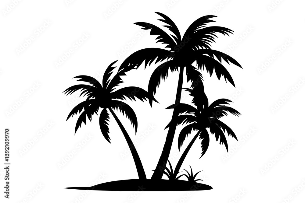Fototapeta premium Palm Tree Silhouette, Palm Tree Icon, Graphic Vector