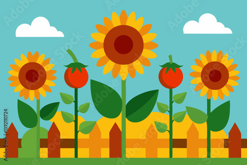sunflower field in the summer