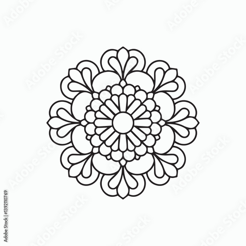 Floral Ornament Patterns Kids Mandala Coloring Book – Vector Line Art for Wall Art, Tile Design, KDP Interior, and Tattoo Ideas