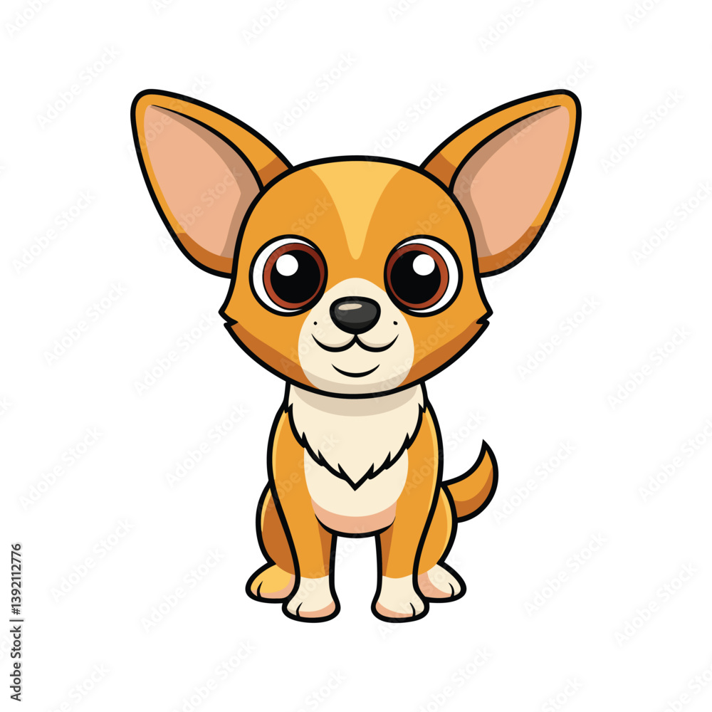 Charming Chihuahua puppy with a wagging tail and smile vector illustration isolated on white background Charming Chihuahua puppy with a wagging tail and smile vector illustration isolated on white background