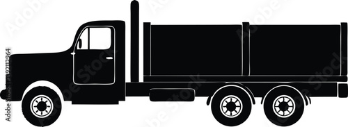 Long vehicle with container isolated on white my own design