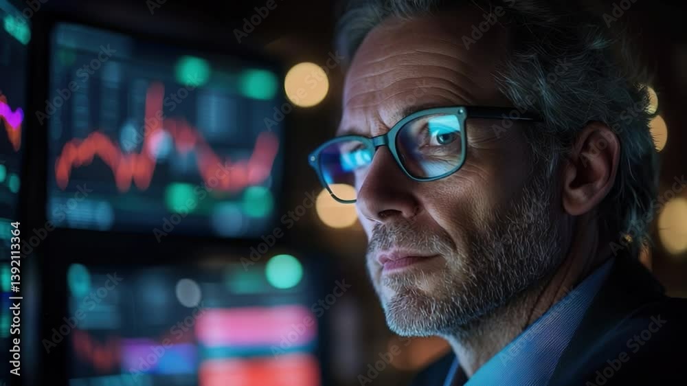 A banking executive analyzing financial reports, making strategic decisions for clients. A banking executive analyzing financial reports, making strategic decisions for clients.