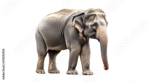 Asian Elephant Profile Against White Background (1) photo