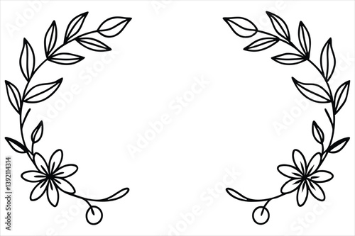 Floral Frame with Pink Lily and Leaf Ornament in Vintage Spring Design