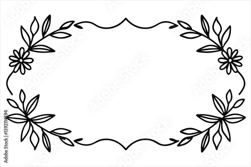 Floral Frame with Pink Lily and Leaf Ornament in Vintage Spring Design