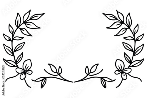 Floral Frame with Pink Lily and Leaf Ornament in Vintage Spring Design