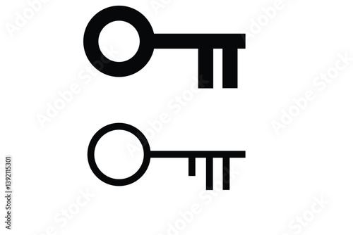 Minimal vector icon of a key for secure access.