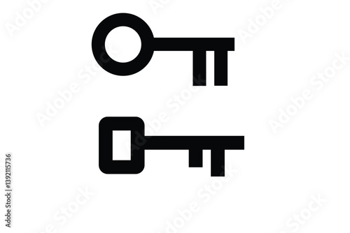 Minimal vector icon of a key for secure access.