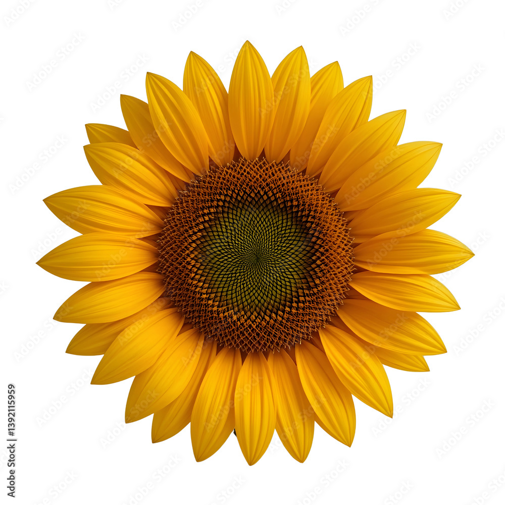 Fototapeta premium Blooming Yellow Sunflower – Transparent Background PNG for Graphic Design and Art