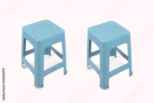 blue plastic chair isolated on a white background 