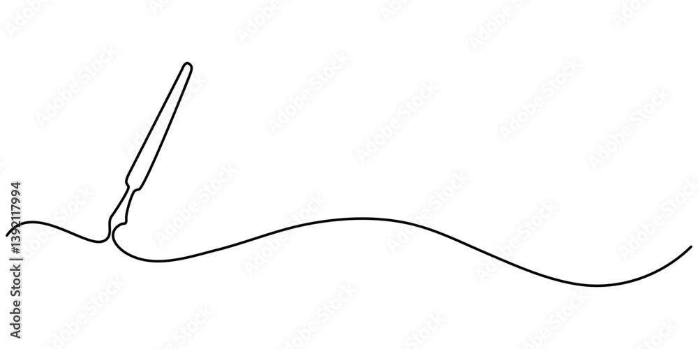Obraz premium Continuous one line drawing writing pen isolated minimalist linear illustration made of single line vector illustration, Single continuous line drawing of vintage ballpoint. Pen icon. Back to school. 