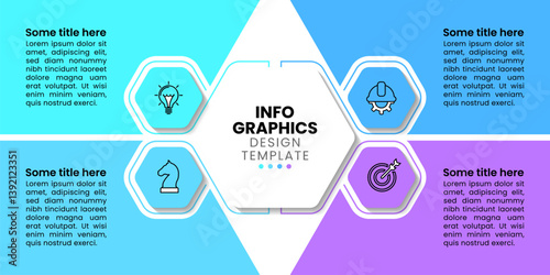 Infographic template. Hexagon with 4 icons and text