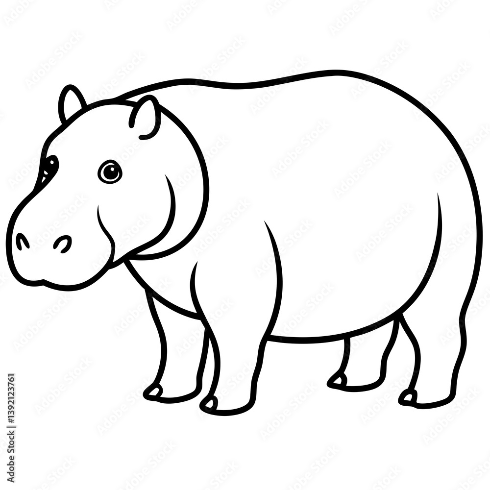 Continuous Line Hippo Art Vector Continuous Line Hippo Art Vector