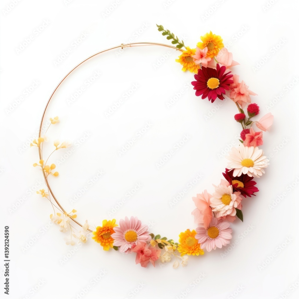 Fototapeta premium Flower jewelry wreath circle.