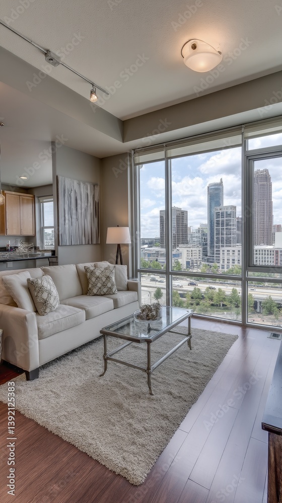 Fototapeta premium Comfortable senior living space, sunlit room with cozy furniture - retirement den independent living