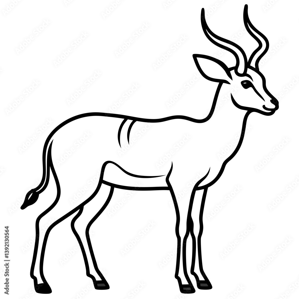 Elegant Antelope Vector Line Drawing