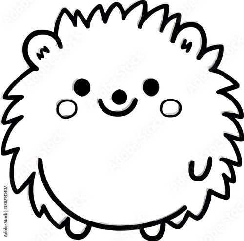 A charming hedgehog drawing created by hand in a contemporary isolated style