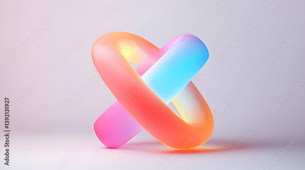 Intertwined Glowing Gradient Loops Abstract 3D Render Intertwined Glowing Gradient Loops Abstract 3D Render