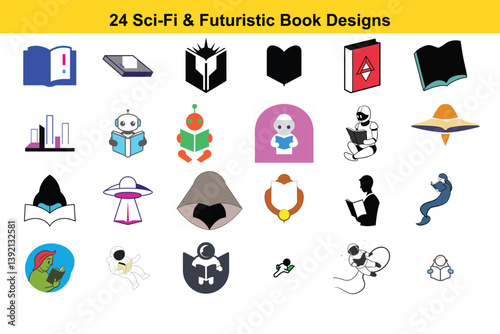 24 Sci-Fi & Futuristic Book Cover Designs Icons & Logos for Authors
